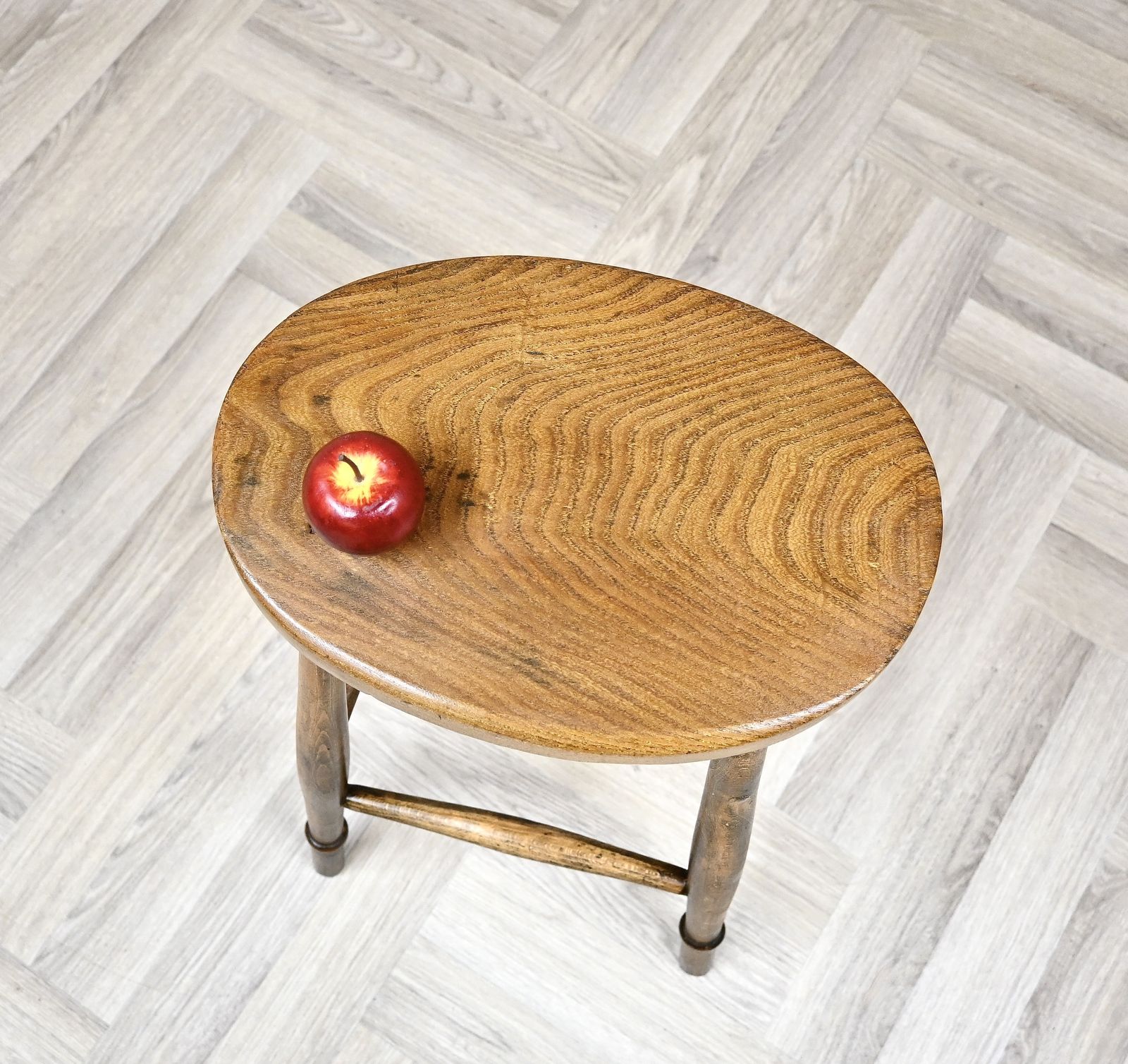 Tall Oval Seated Antique Country Stool photo Furniture