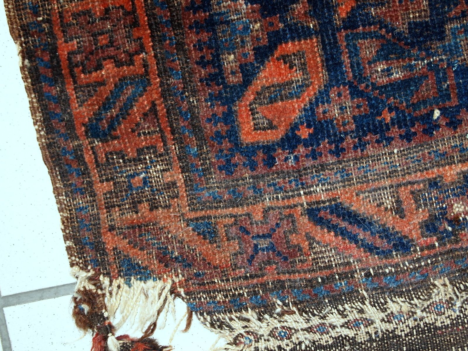 Antiek Afghaans Baluch bagface tapijt 2.4' x 2.6' | Wol | jaren 1880 photo furniture