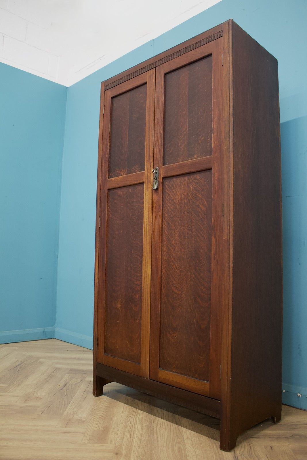Vintage Art Deco Style Oak Compact Compactum Wardrobe, 1930s, #1788 photo vinterior