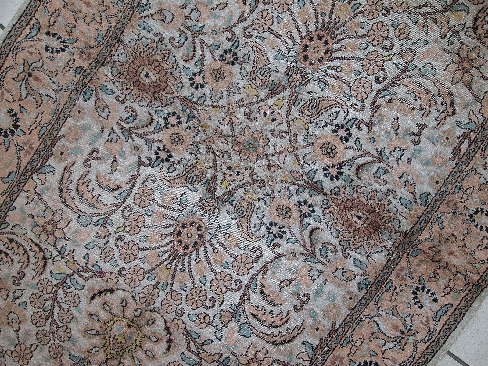 Vintage Silk Indo Tabriz Rug 3.2' X 5.3' (1950s, India) photo buy