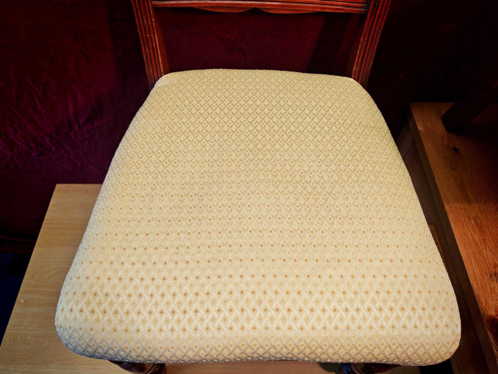 Antique Victorian Dining Chair Pair. Mahogany. Off White And Gold Plain Decor. 91cm Tall. Very Good Condition photo buy