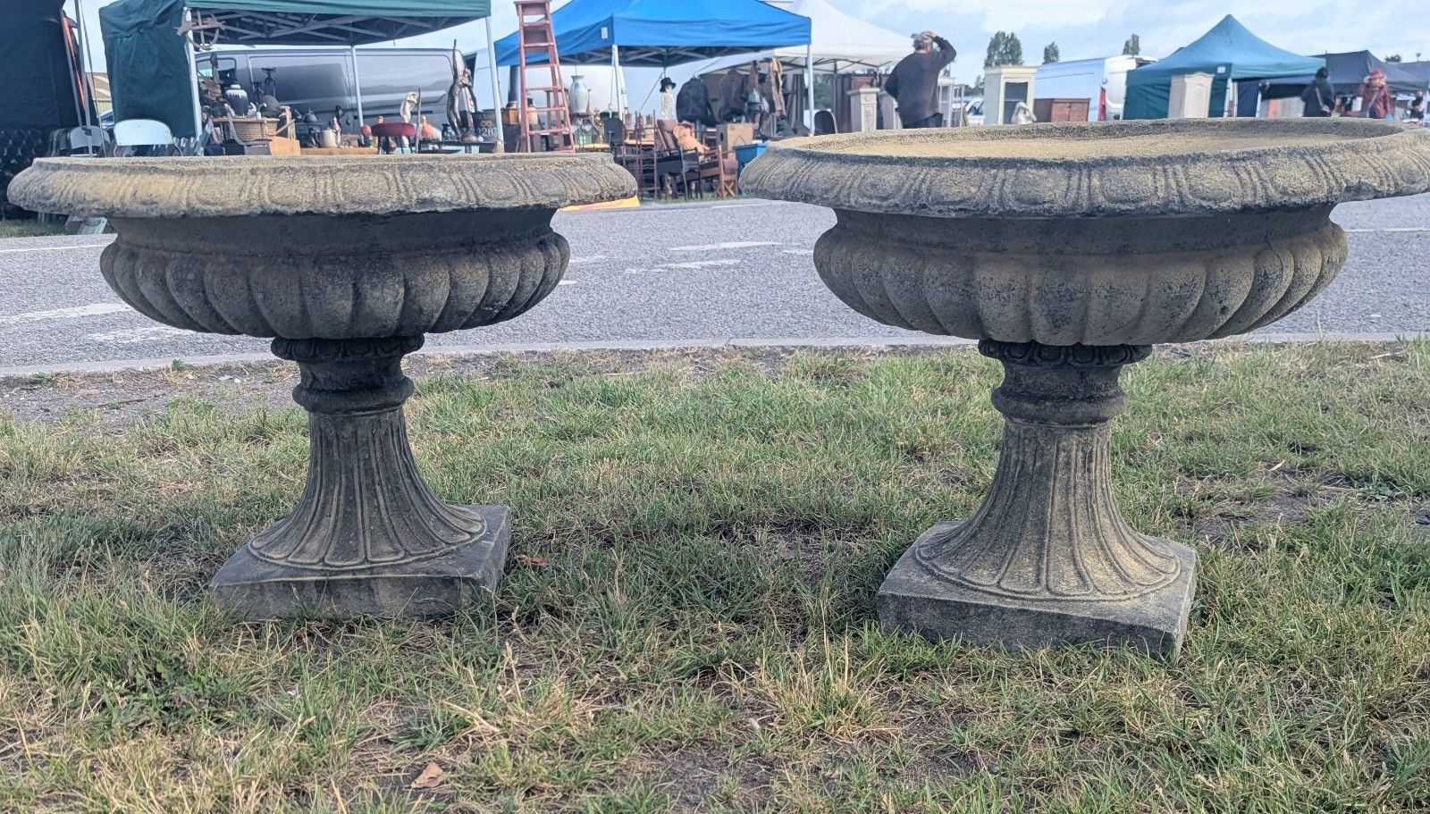 Woodbury Style Garden Urn Planters English Stone Delivery Available 0342. photo 390.0