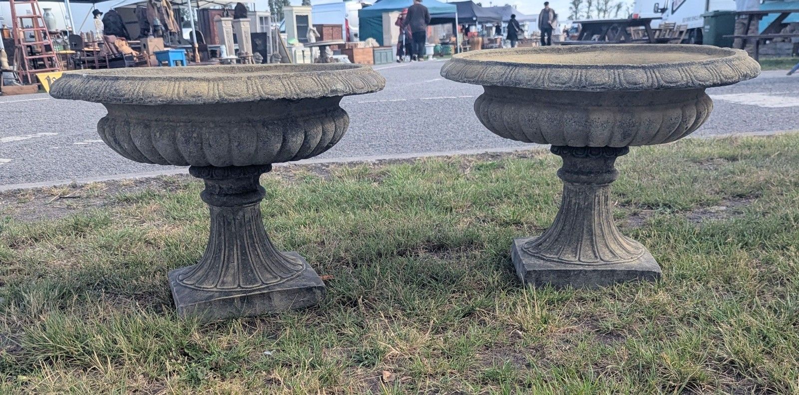 Woodbury Style Garden Urn Planters English Stone Delivery Available 0342. photo vinterior