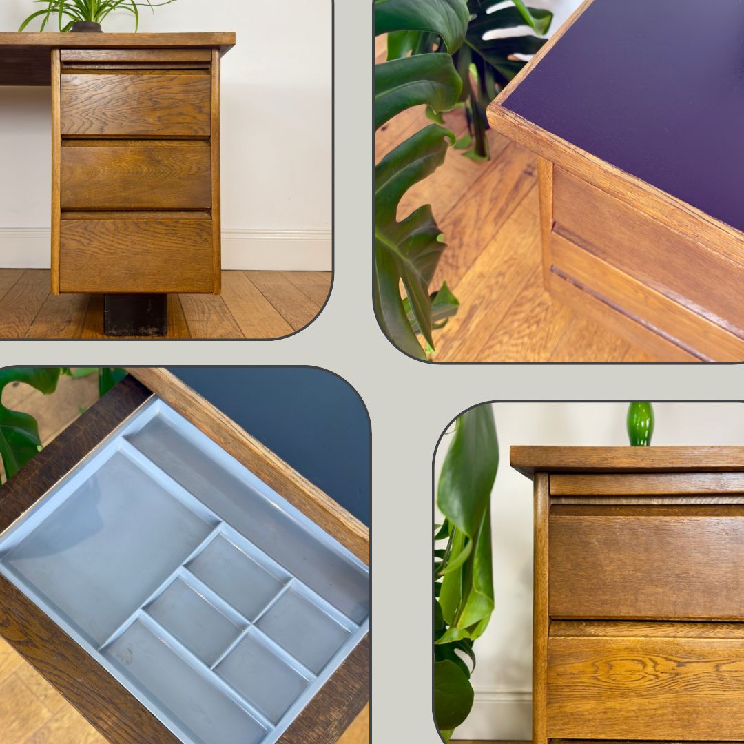 Mid Century Oak Desk, 1960s photo vintage