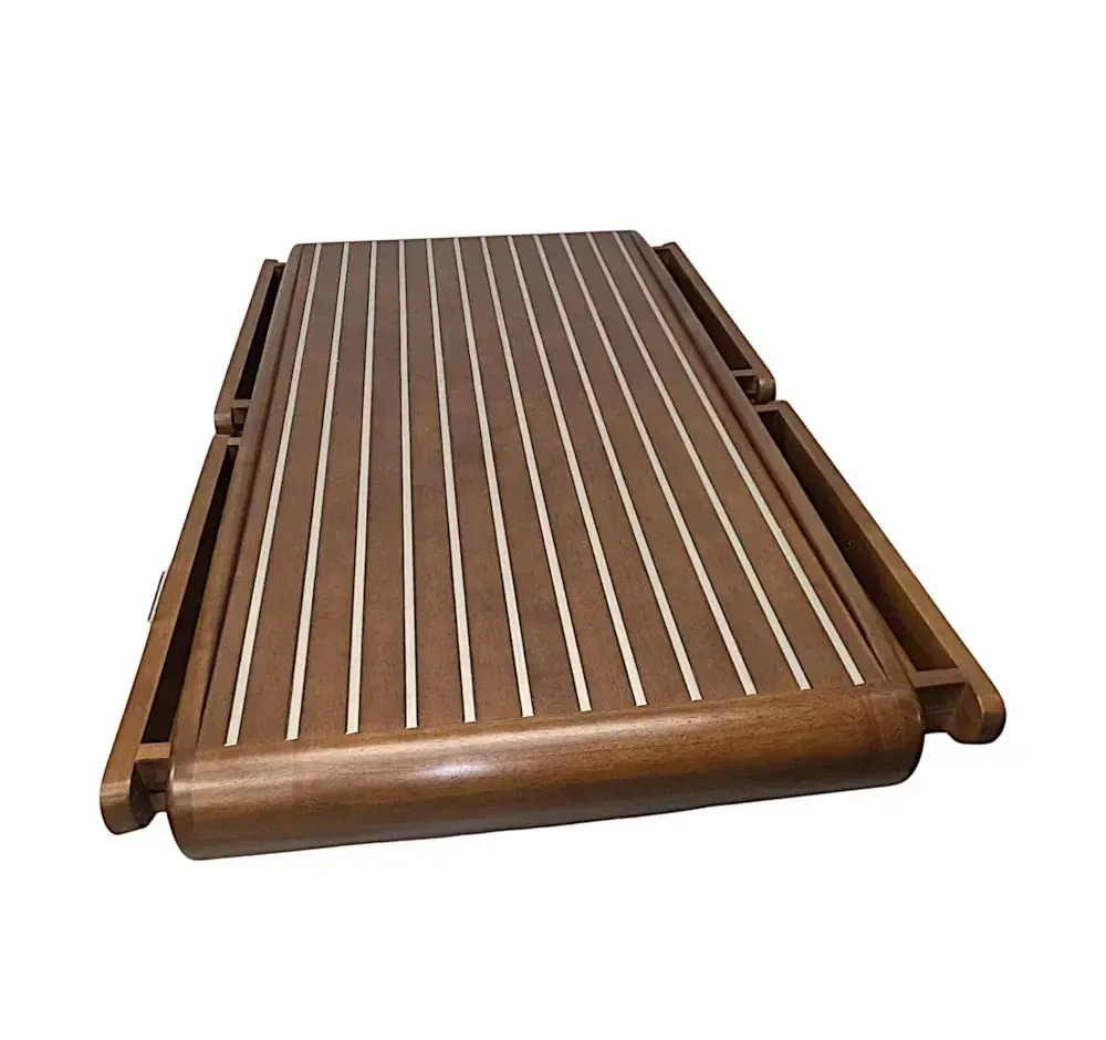 A Stunning Mid Century Design Walnut And Chrome Coffee Table With Four Drawers photo for sale