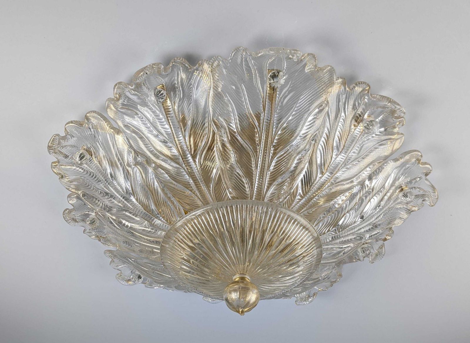 Barovier & Toso Foglia D'oro Recessed Ceiling Lamp, Murano, Italy, 1980s photo furniture
