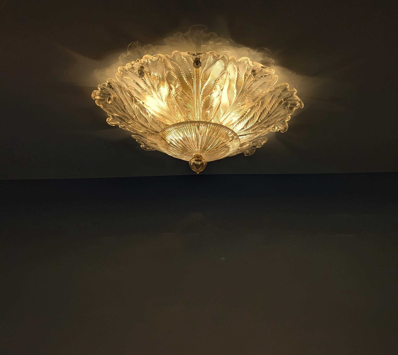 photo furniture Barovier & Toso Foglia D'oro Recessed Ceiling Lamp, Murano, Italy, 1980s