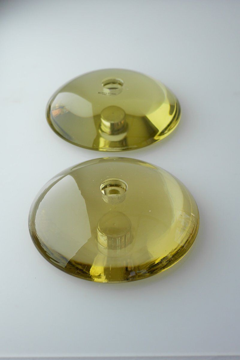 Bougeoirs en verre Anne Nilsson pour Kosta, années 2000, lot de 2 photo vinterior