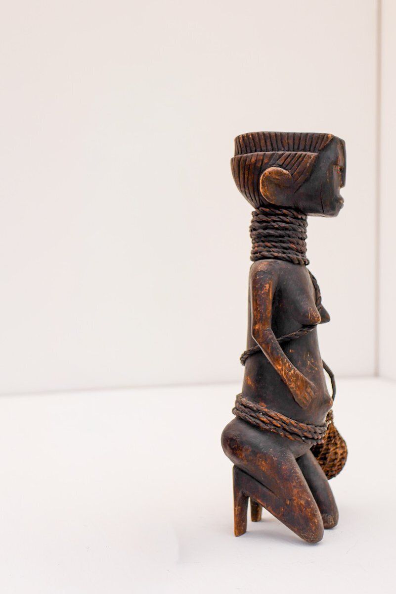 Art Mid 20th Century Traditional African Hardwood Tribal Nude Female Statues, 1920s, Set Of 2 photo