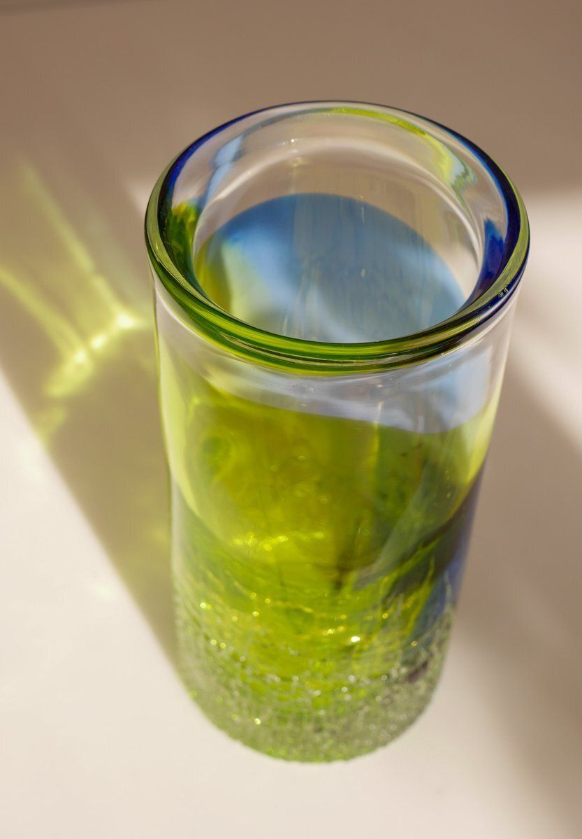 Scandinavisch kunstglas – Unik vaas van Göran Wärff voor Kosta Boda, Zweden, jaren 1980 photo Woonaccessoires