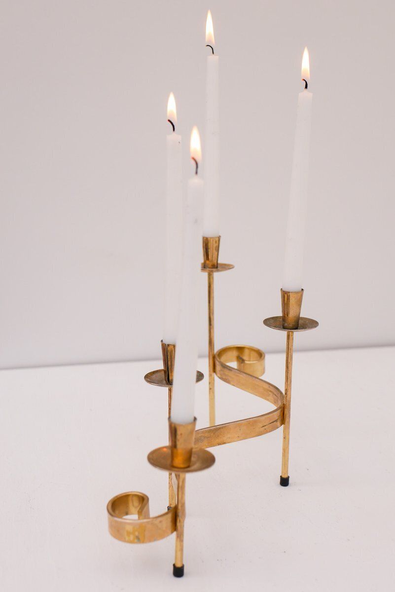 Mid Century Modern Metal Candlesticks By Gunnar Ander For Ystad Metall, Sweden, 1960s photo furniture