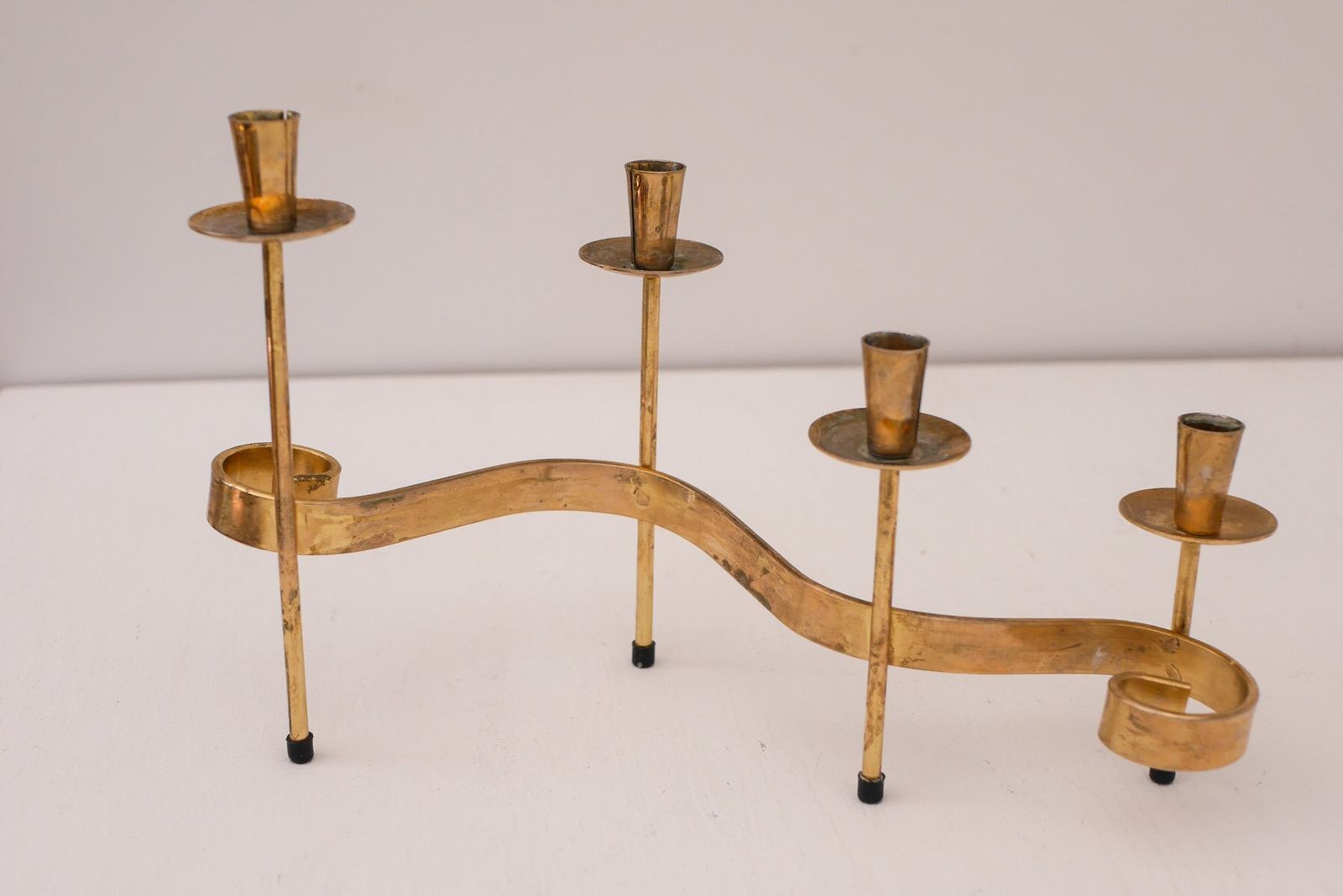 photo for sale Bougeoirs mid-century modern en métal par Gunnar Ander pour Ystad Metall, Suède, années 1960