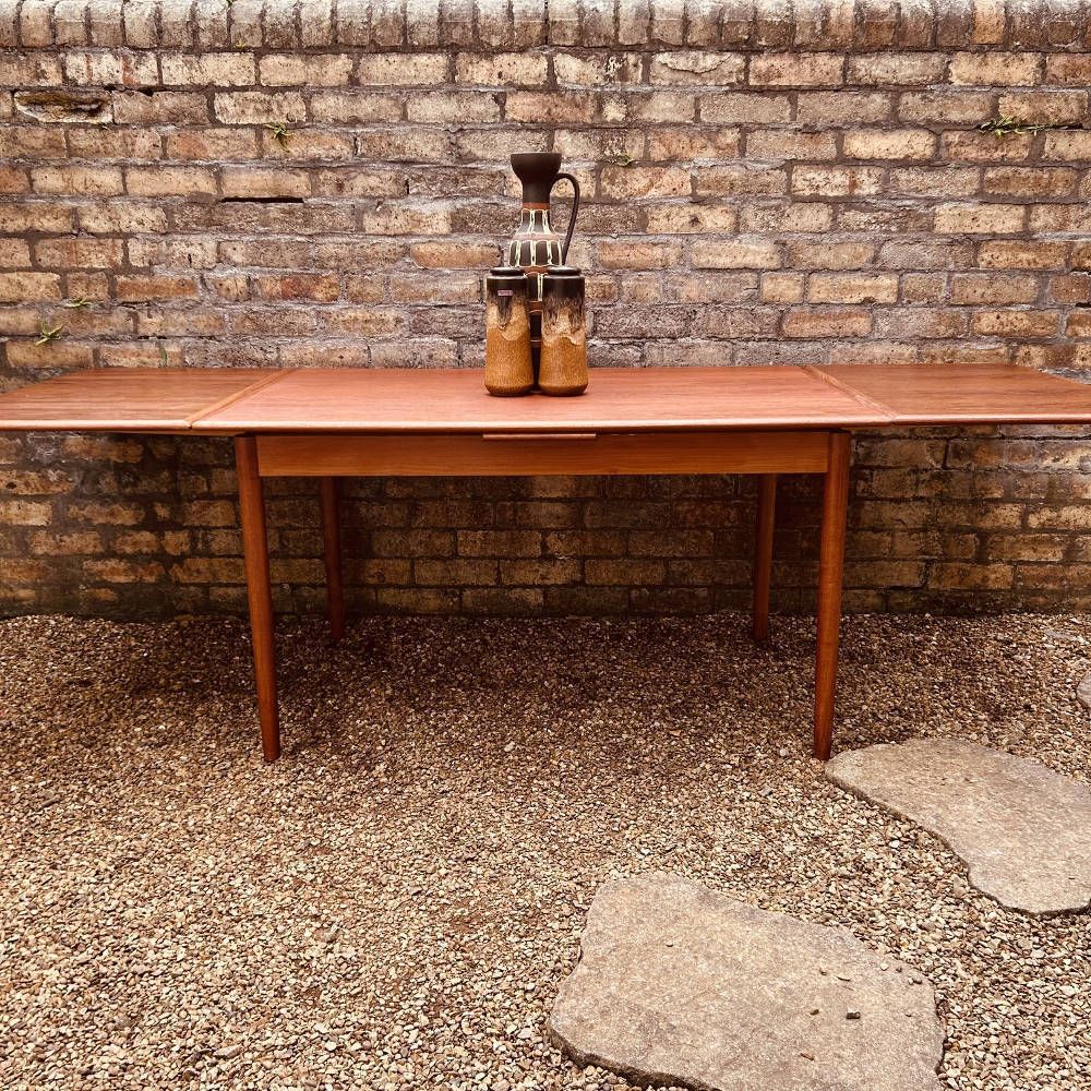 Danish Teak Draw Leaf Extending Dining Table, Circa 1960s photo furniture