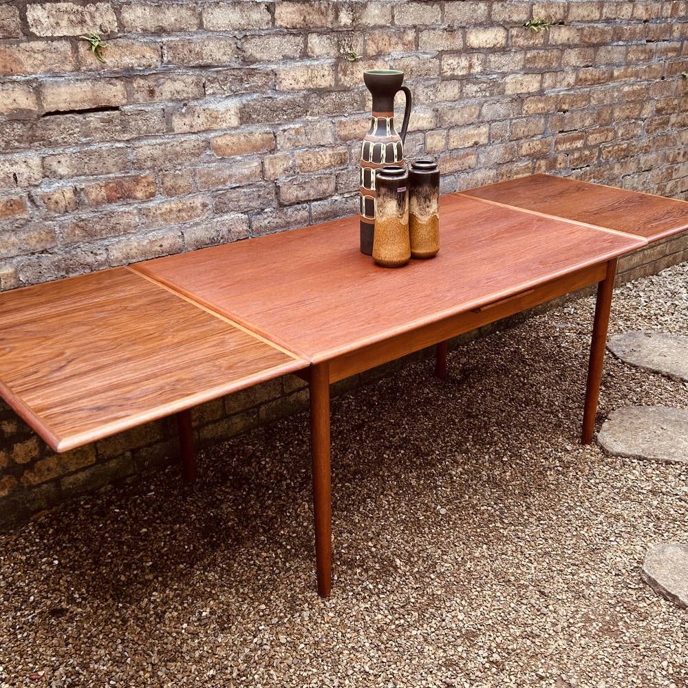 Danish Teak Draw Leaf Extending Dining Table, Circa 1960s photo Furniture