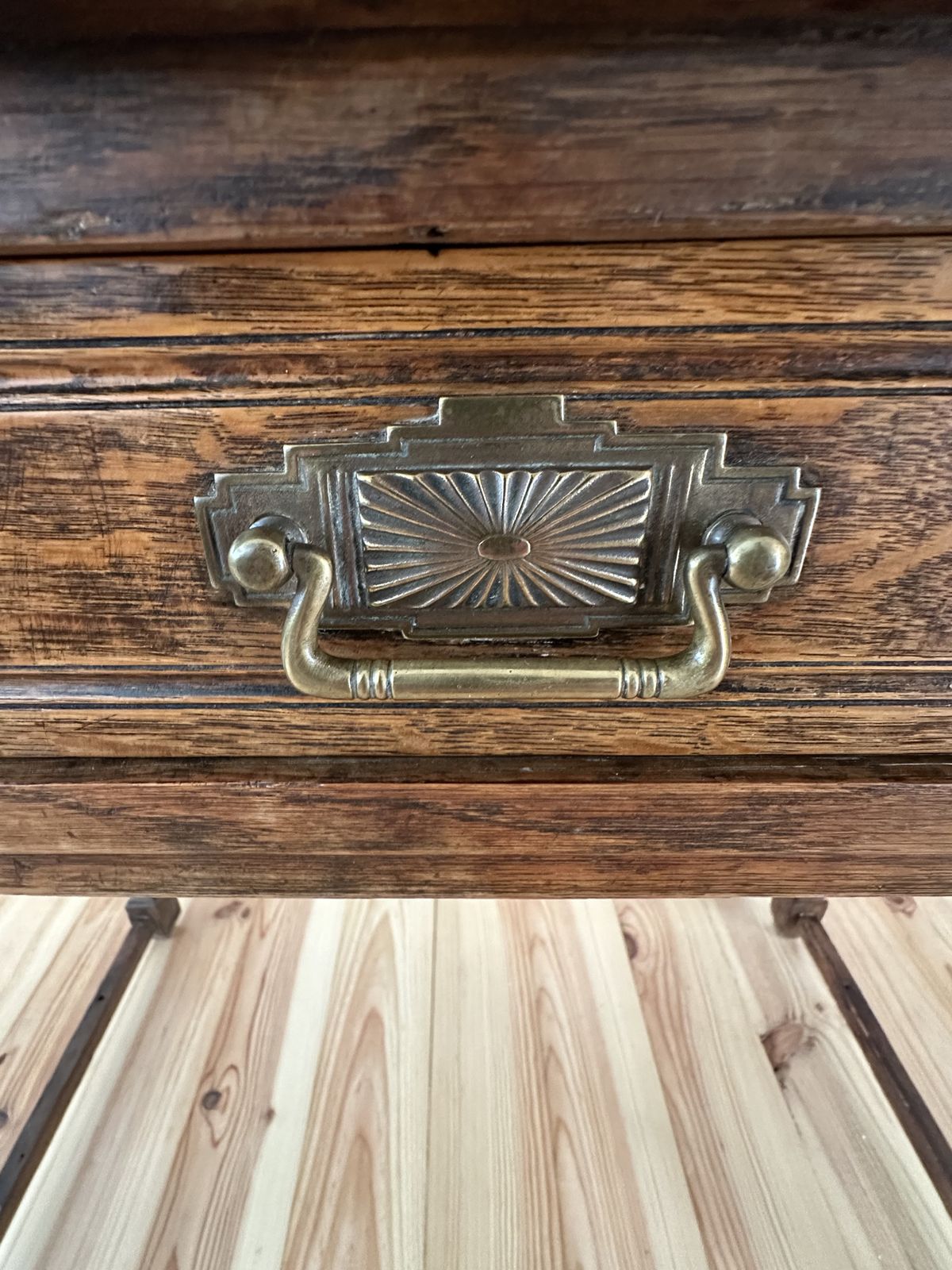 199.0 Antique Oak Side Hall Table photo