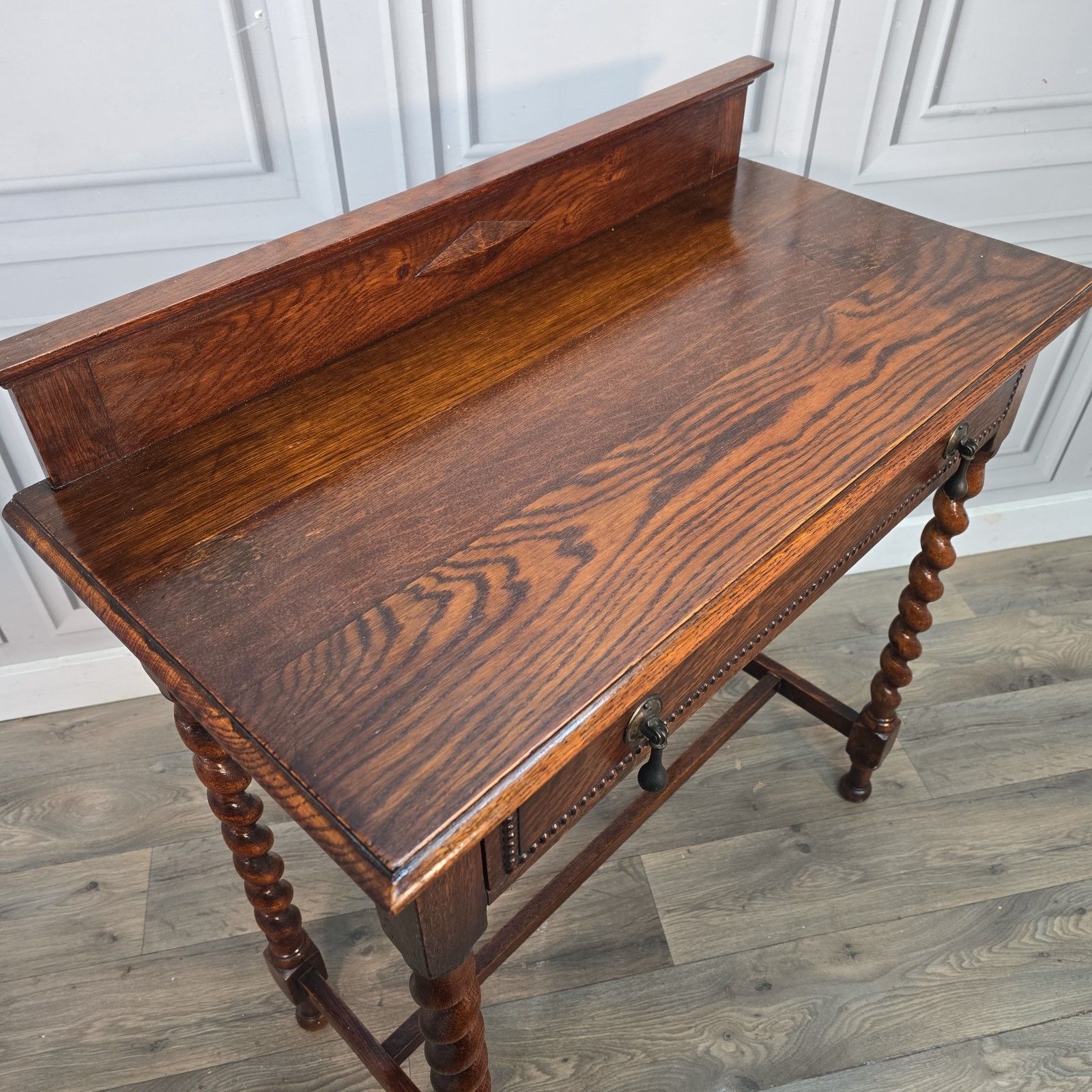 Antique Oak Hall Table Solid Wood Barley Twist Console Side Lamp Jacobean photo buy