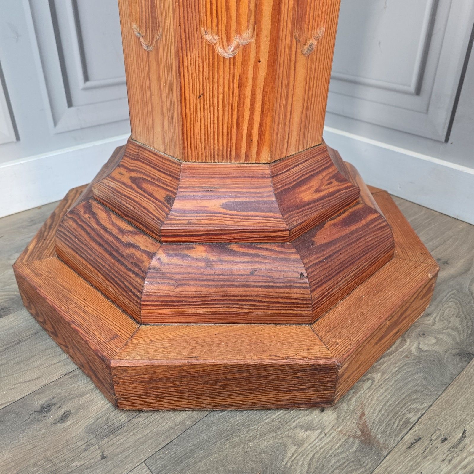 Vintage Wooden Church Font Gothic Revival Plant Stand Bust Display Column Table photo Home Decor