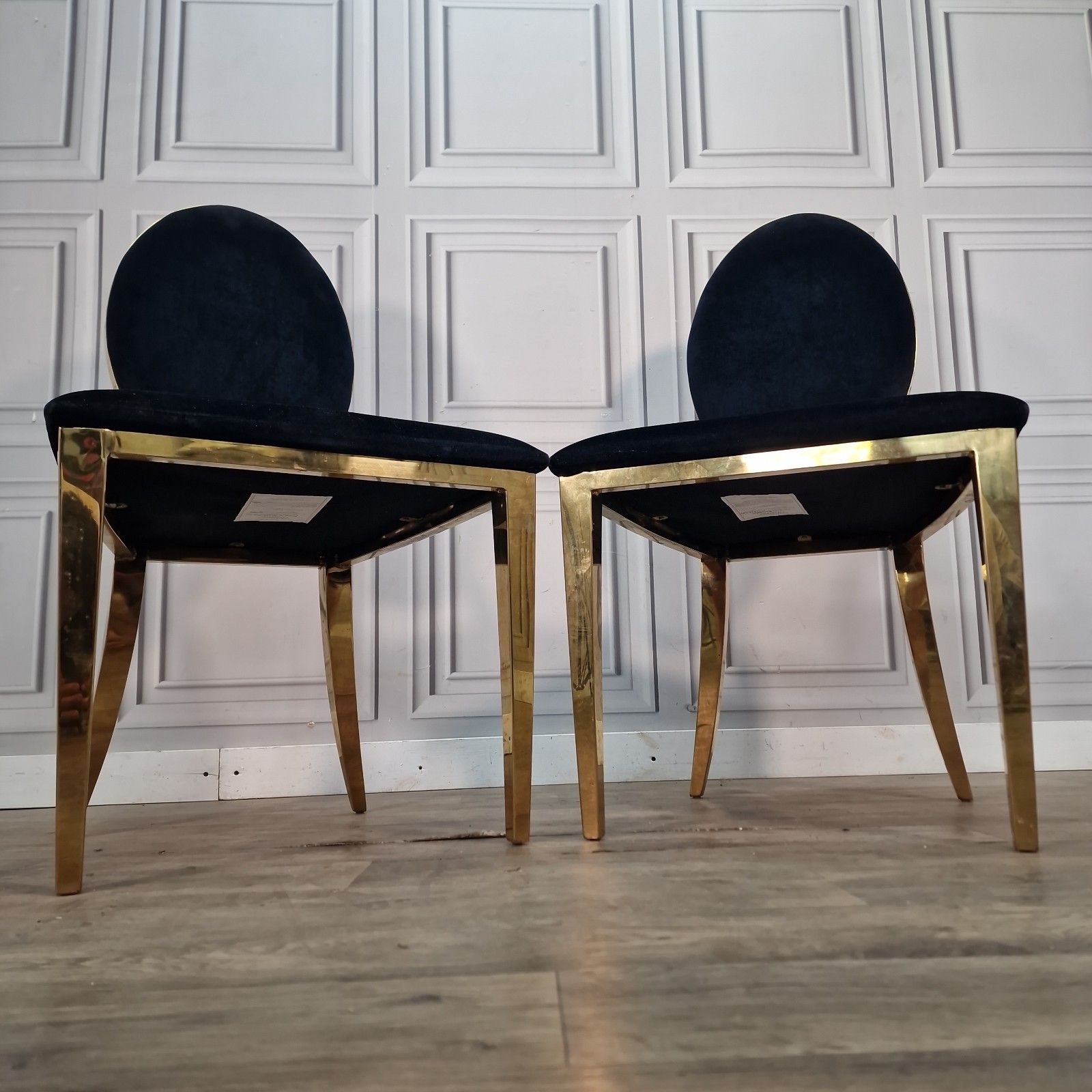 Vintage Dior Style Chairs Gold Upholstered Dining Bedroom Seats Retro Mcm Pair photo for sale