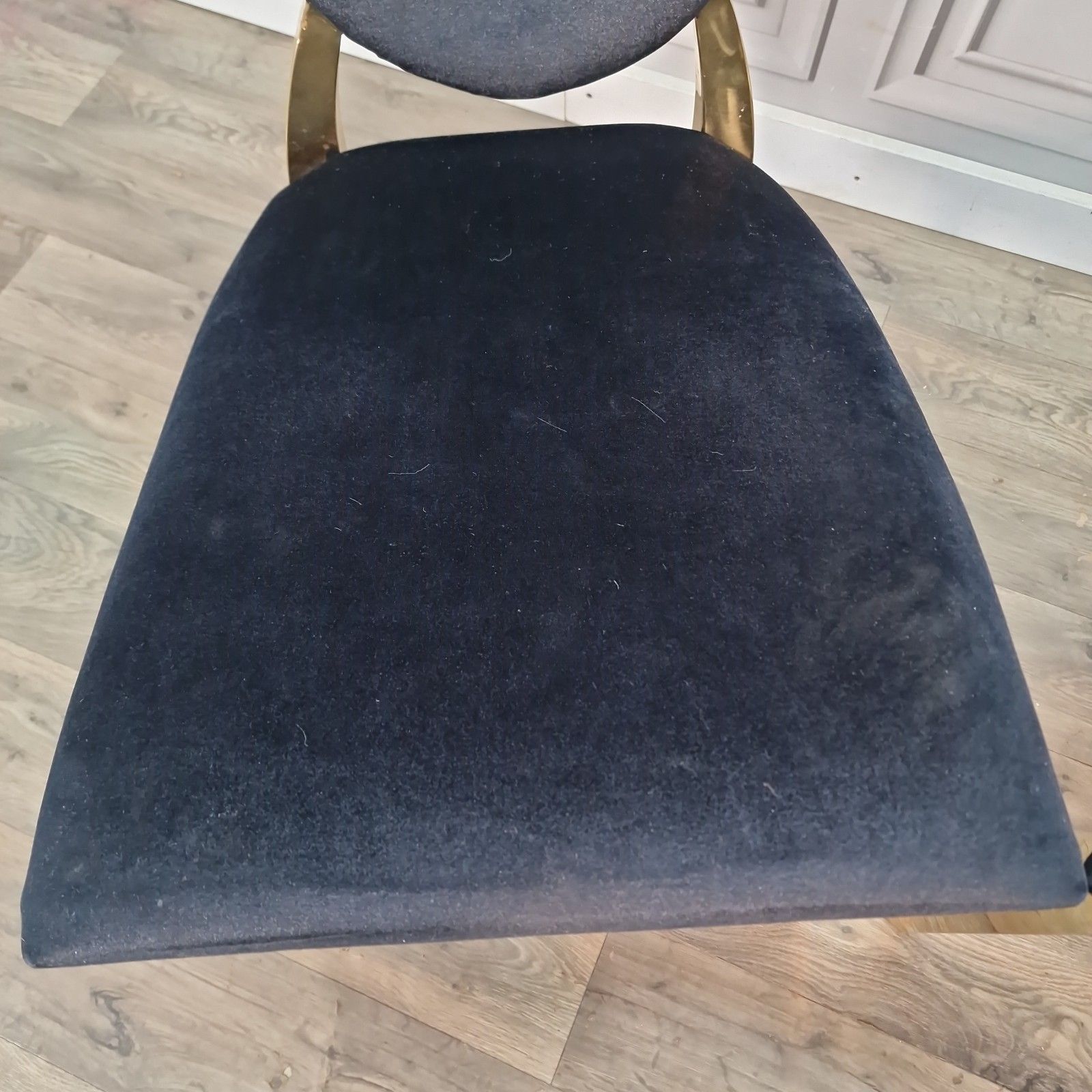 Vintage Dior Style Chairs Gold Upholstered Dining Bedroom Seats Retro Mcm Pair photo vinterior