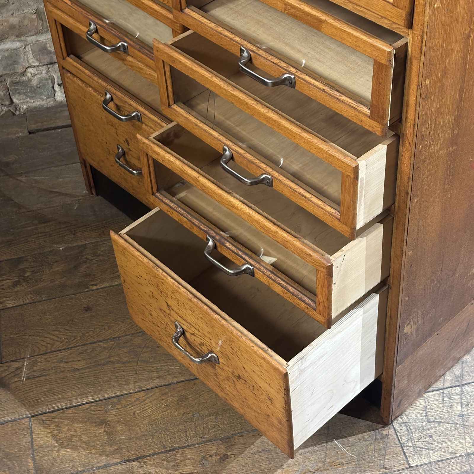1940s–1950s Oak Haberdashery Cabinet photo vintage