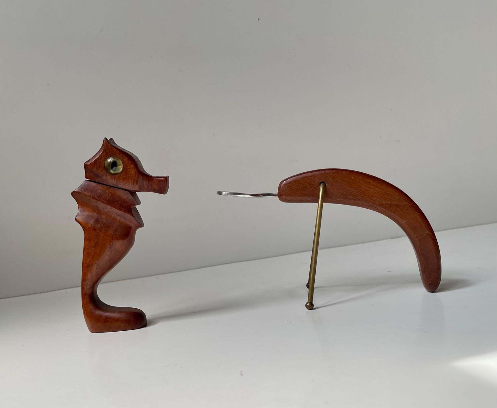 Vintage Danish Seahorse Corkscrew & Lobster Bottle Opener In Teak, 1960s photo for sale