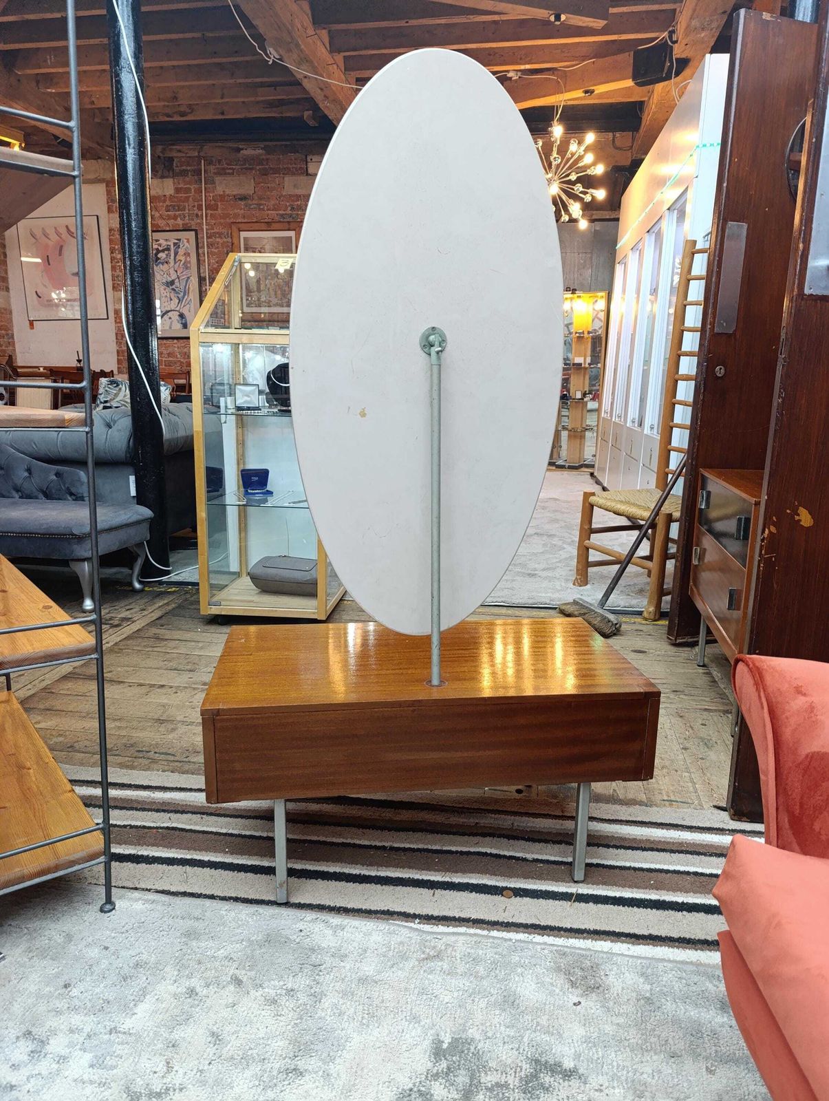 Early 1960s Lebus Dressing Table / Vanity Unit With Adjustable Oval Mirror photo vinterior