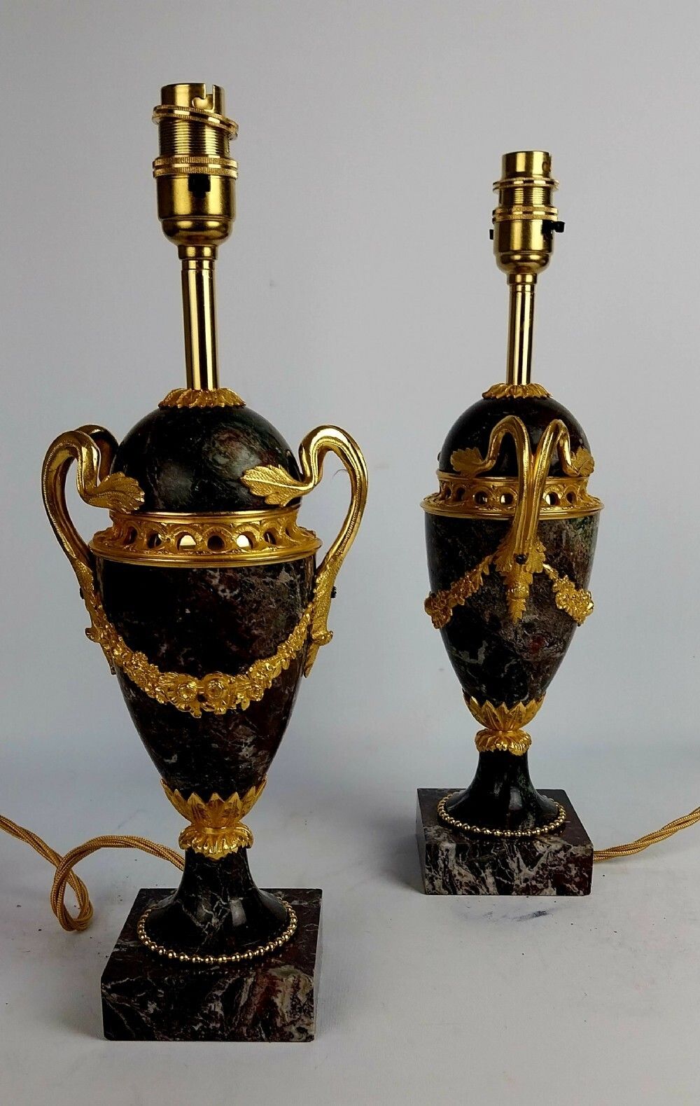 photo buy A Pair Of Late 19th Century Elegant French Marble Table Lamps With Gilt Bronze Mounts