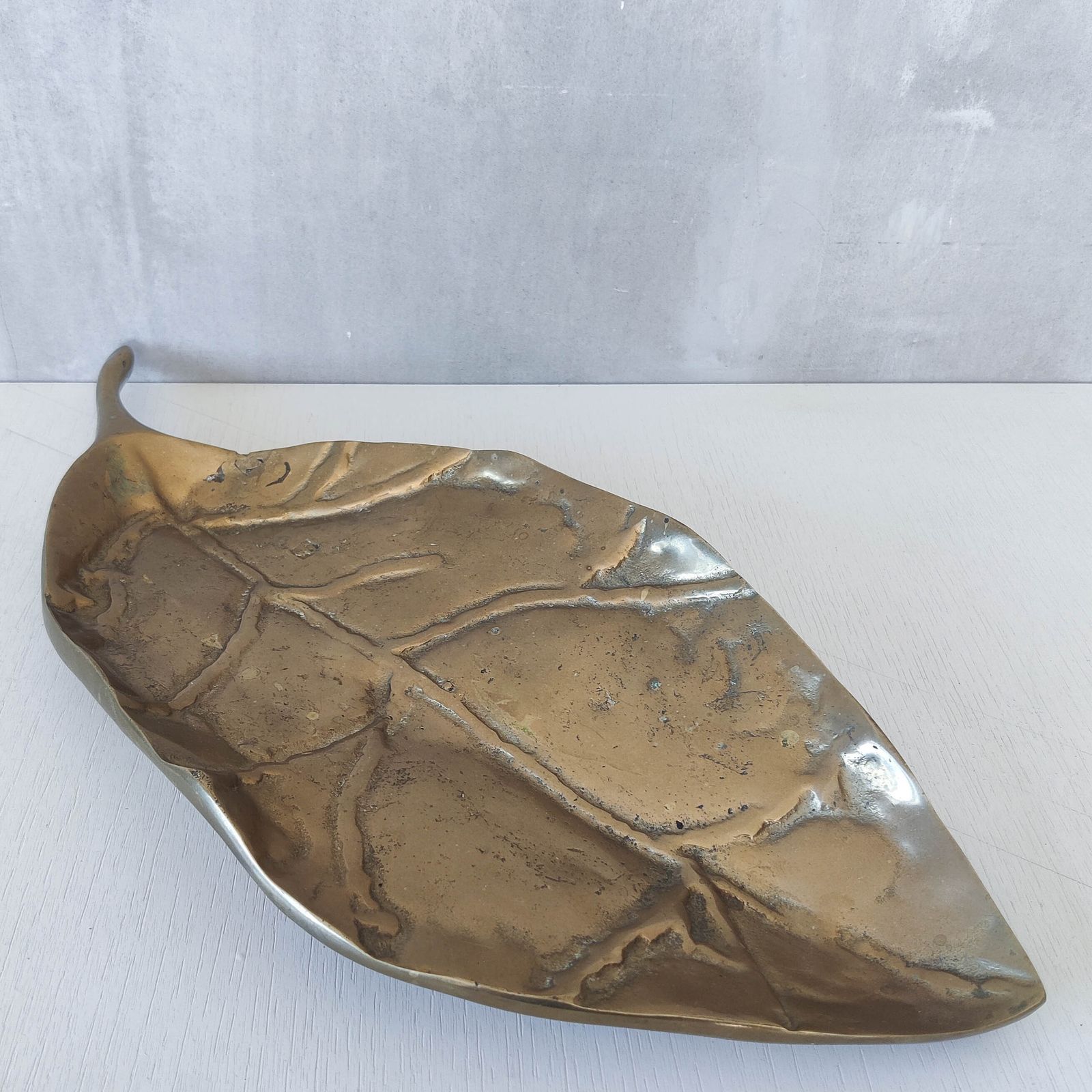 Home Decor A David Marshall 1980s Brutalist Sand Cast Brass Large Sculptural Leaf Centrepiece photo