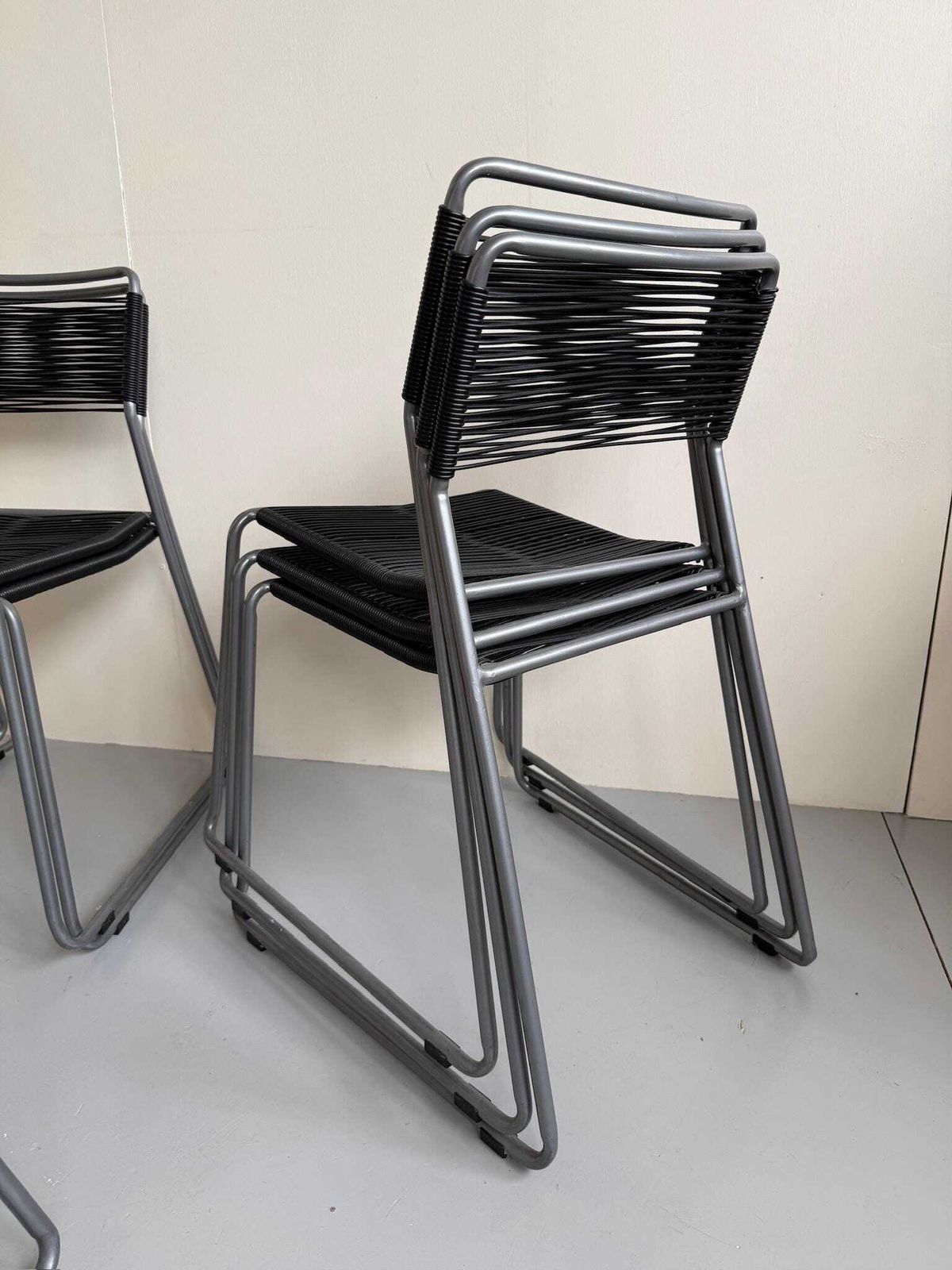 Vintage Ikea Set Of 6 Spaghetti Strap Melker Dining Chairs photo 685.0