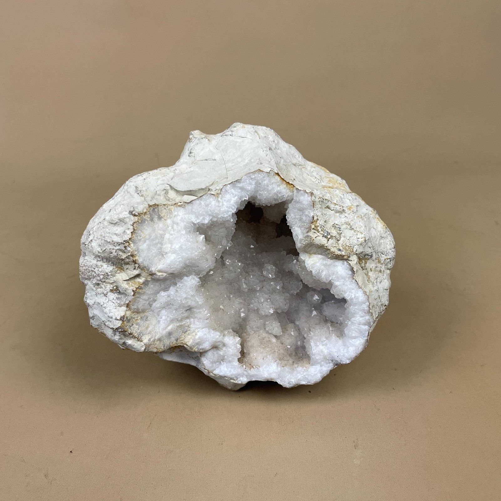Quartz Crystal Geode Large Natural Mineral Specimen White Druzy Rock Collectible Display Stone Ornament For Shelf Or Table