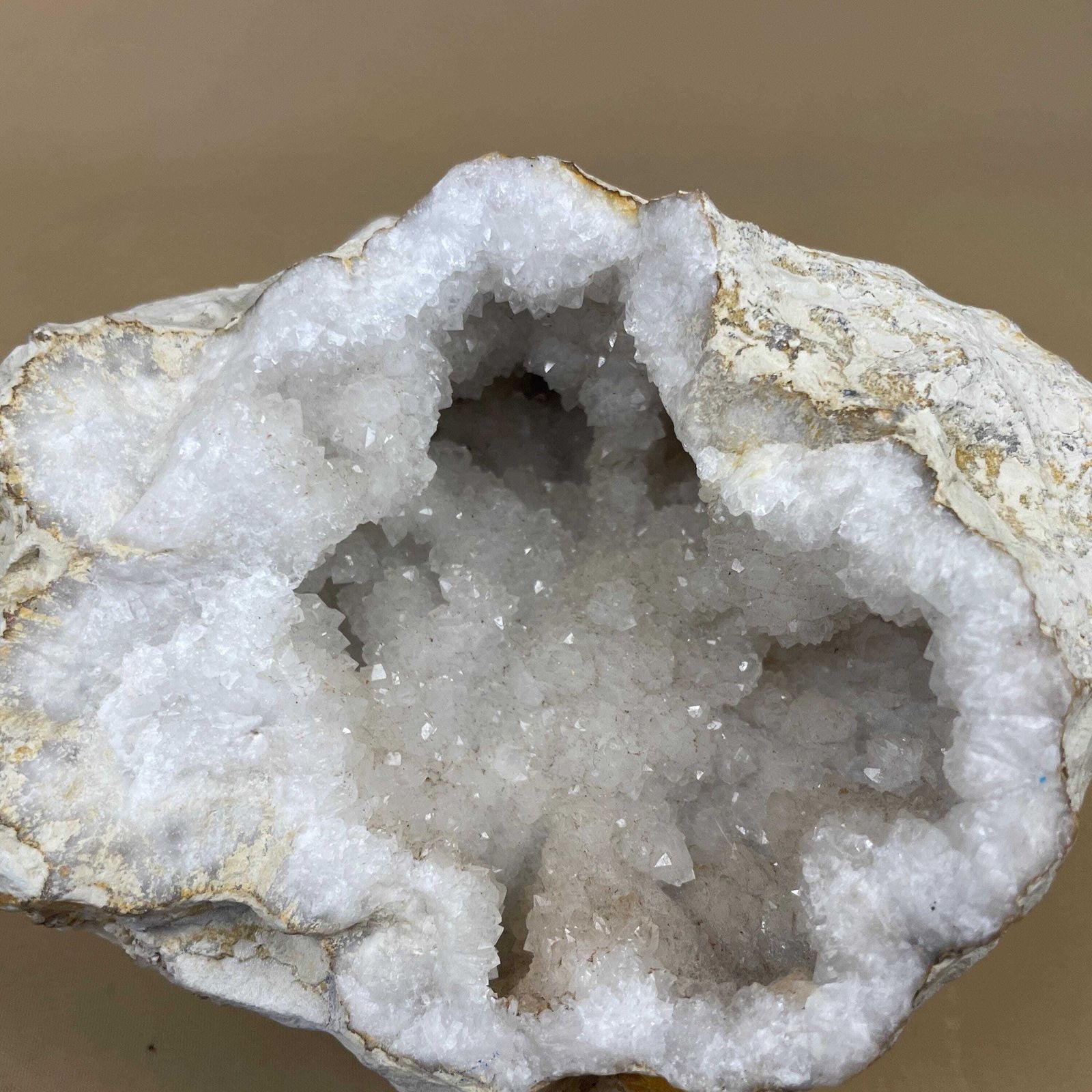 photo for sale Quartz Crystal Geode Large Natural Mineral Specimen White Druzy Rock Collectible Display Stone Ornament For Shelf Or Table