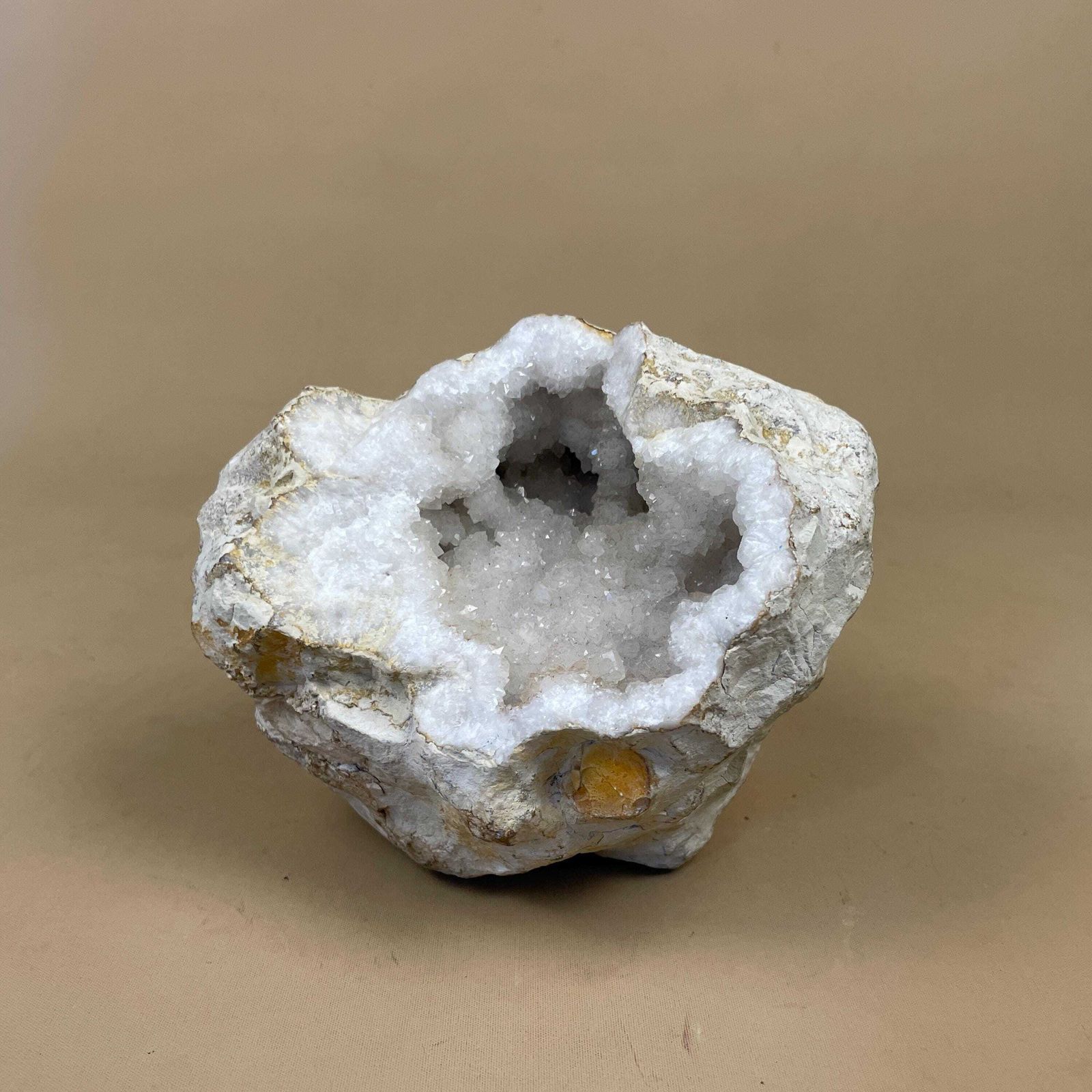 Home Decor Quartz Crystal Geode Large Natural Mineral Specimen White Druzy Rock Collectible Display Stone Ornament For Shelf Or Table photo