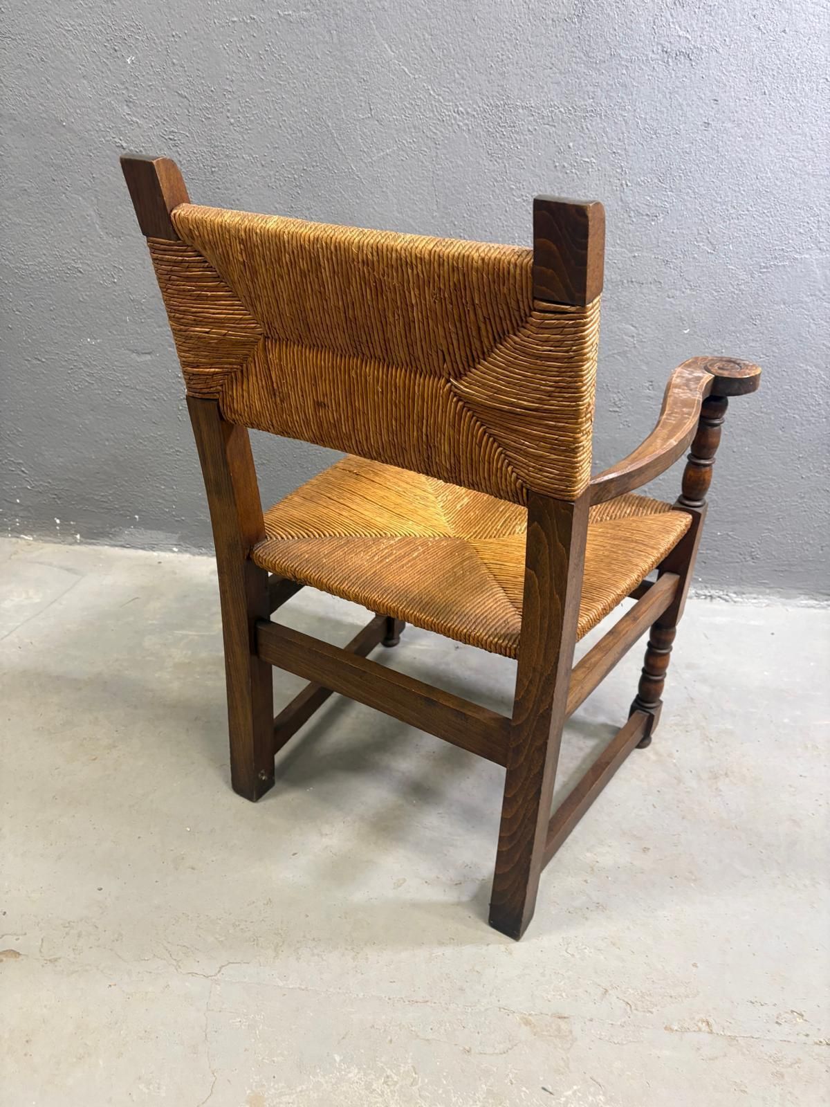 Rustieke gevlochten houten fauteuil, jaren 1960–1970 photo vinterior