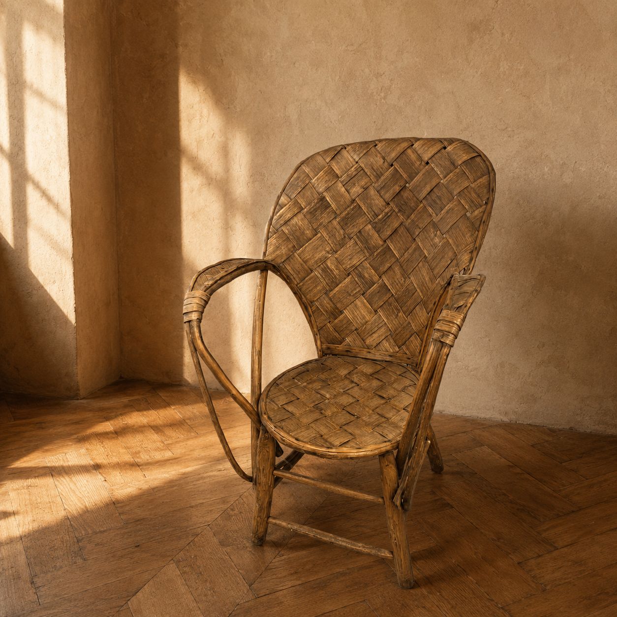 Vintage rieten fauteuil met hoge rugleuning, jaren 1960–1970 photo furniture