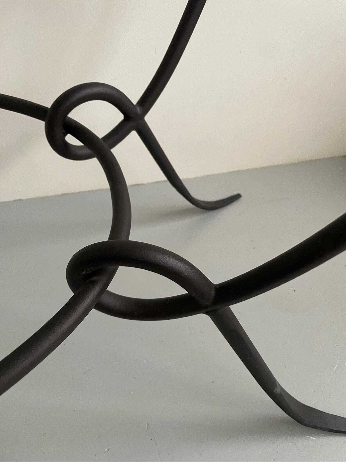 Stunning Large Wrought Iron Curly Console Table With Glass Top Postmodern photo 265.0