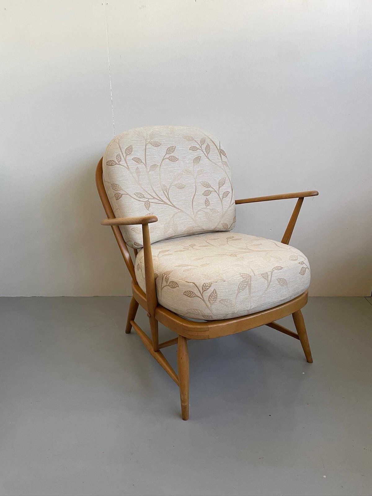Vintage Ercol Model 334 Elm Armchair With Chunky Cushions