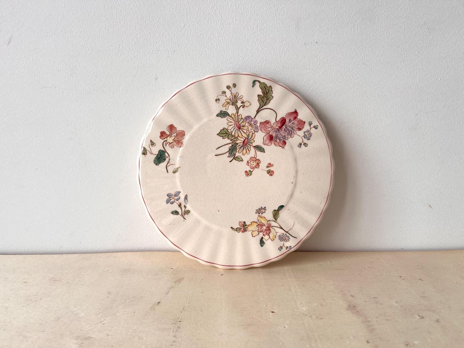 Antique Floral Ironstone Trivet By Longchamp France, Art Nouveau Flowers Tableware photo furniture