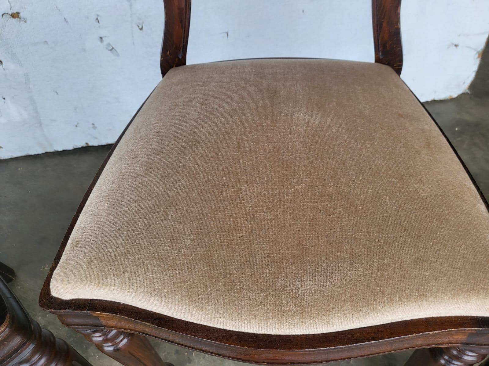 Antique Repro 4 Balloon Back Dining Chairs Cream photo for sale