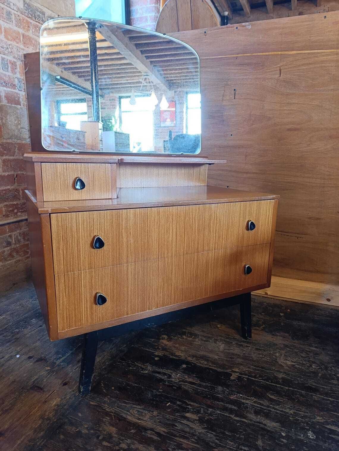 Austinsuite Mid Century Teak Dressing Table With Mirror 1960s British Modern photo for sale
