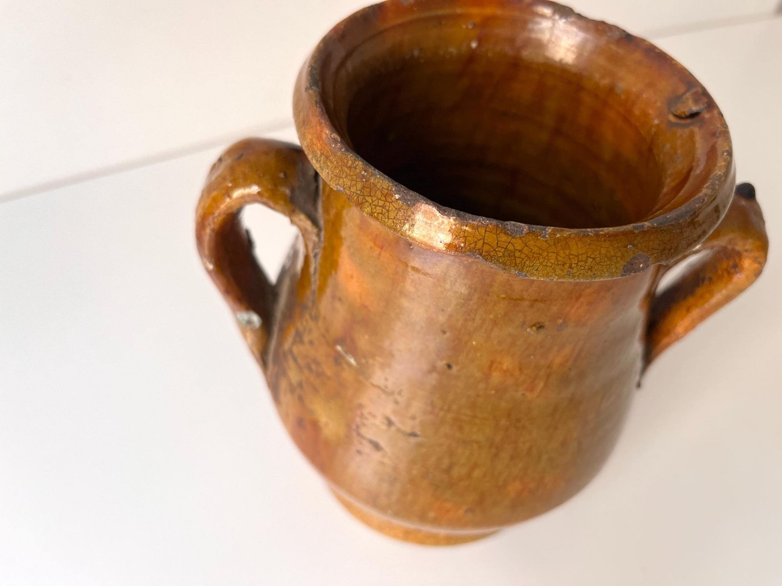 Antique French Terracotta Confit Pot, 19th Glazed Food Jar, Kitchen Decor photo 207.0
