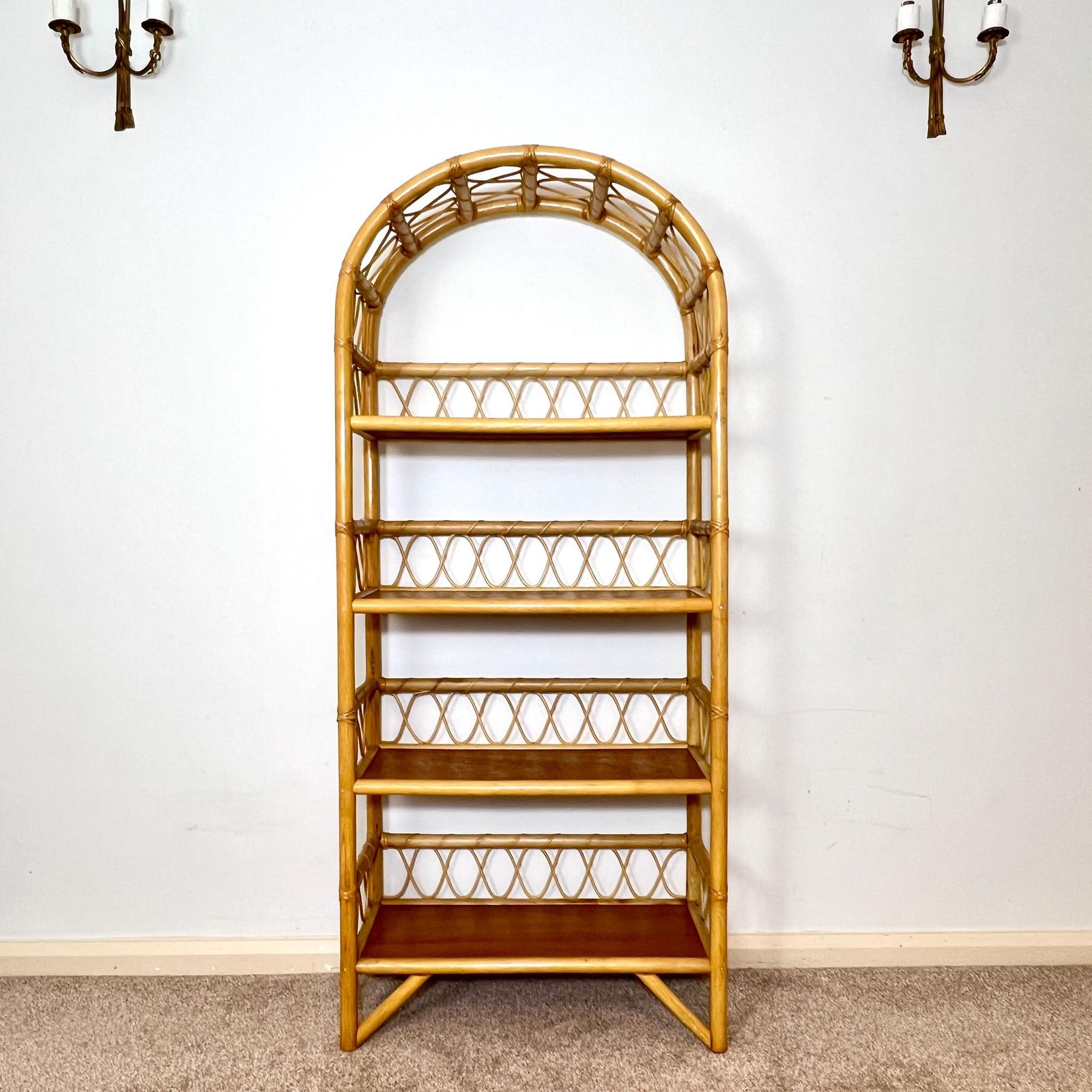 Tiki Boho Bamboo Shelving Unit, Cane Bookcase photo furniture