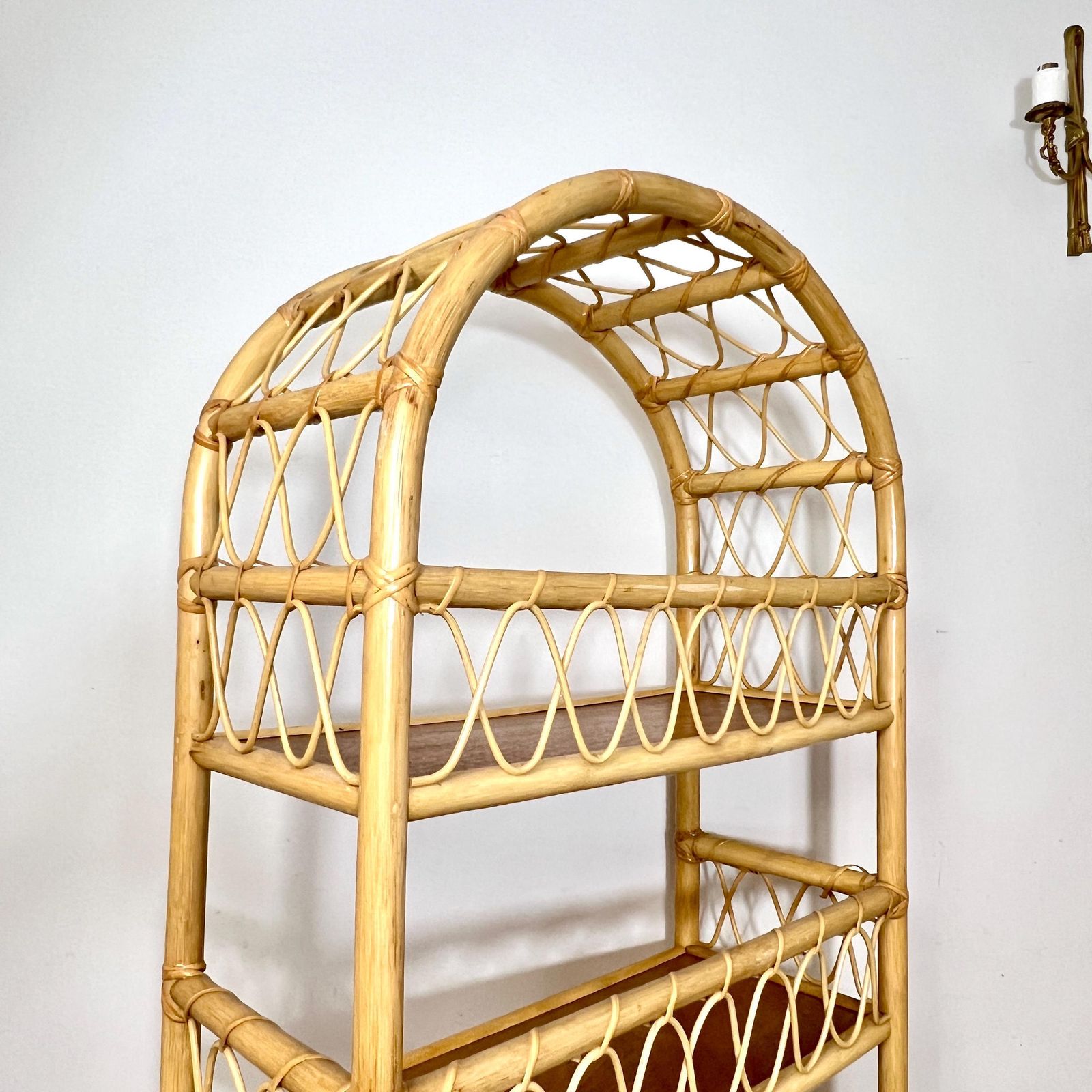 Tiki Boho Bamboo Shelving Unit, Cane Bookcase photo 230.0