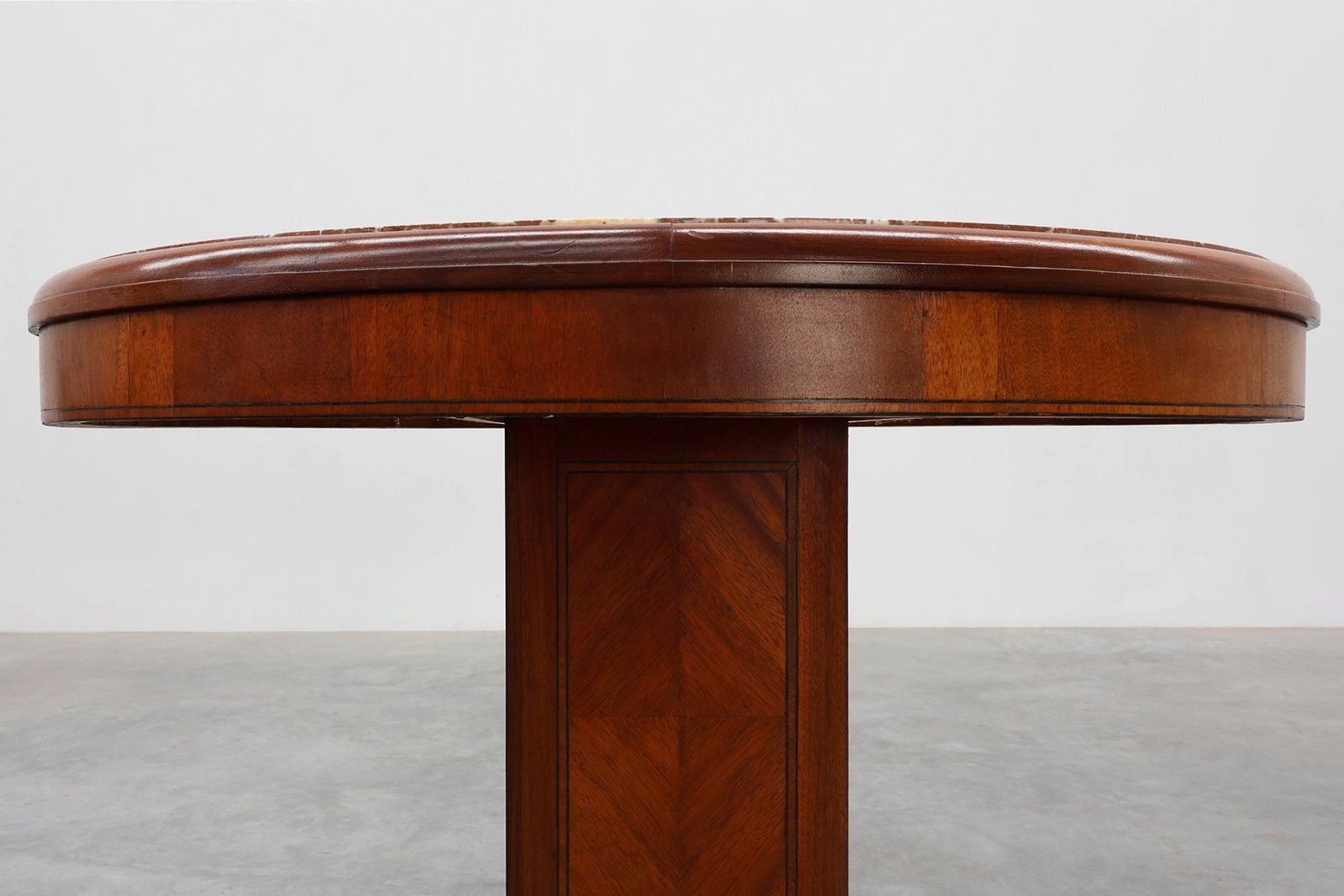 Art Deco Oval Side Table In Walnut With Marble Top From De Coene, Belgium, 1925 photo Furniture