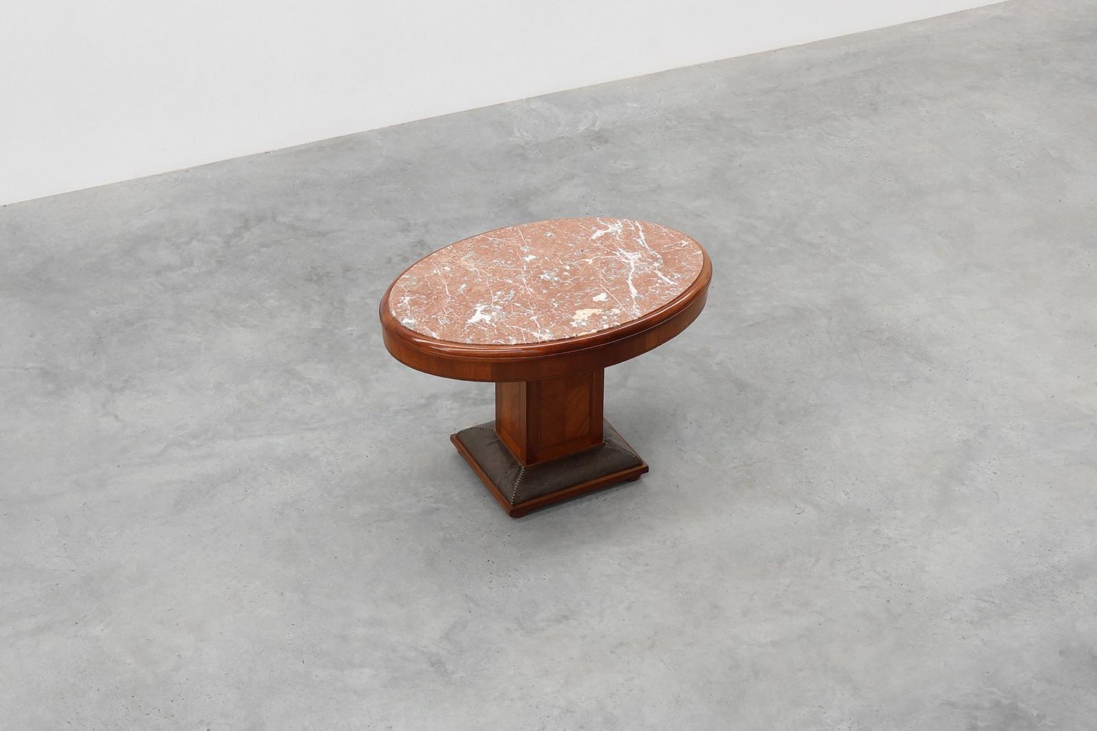 Art Deco Oval Side Table In Walnut With Marble Top From De Coene, Belgium, 1925 photo 4356.0