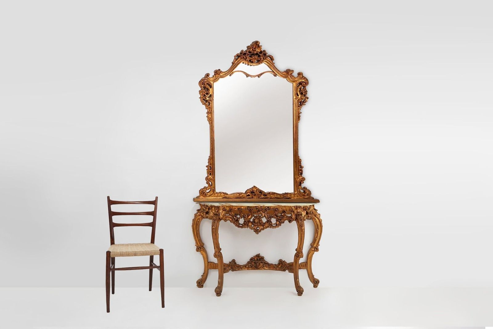 Louis XV Style Console With Marble Top, France, 1970s photo furniture