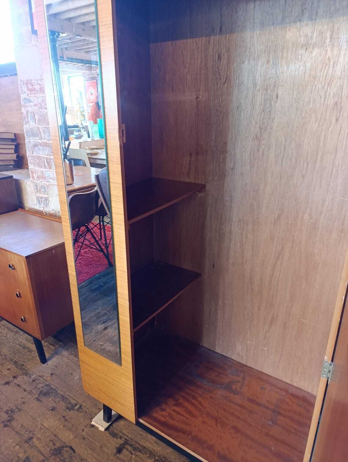 Austinsuite Mid Century Teak Wardrobe With Full Length Mirror 1960s British Modern photo vinterior