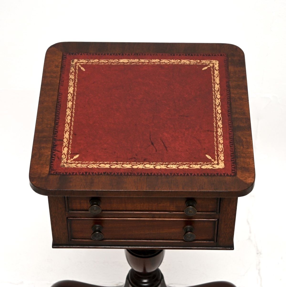 Pair Of Antique Mahogany Leather Top Side Tables photo vinterior
