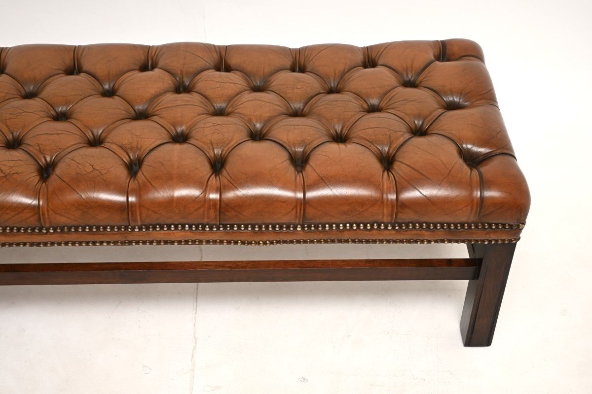 Antique Leather And Mahogany Stool / Bench photo 878.0