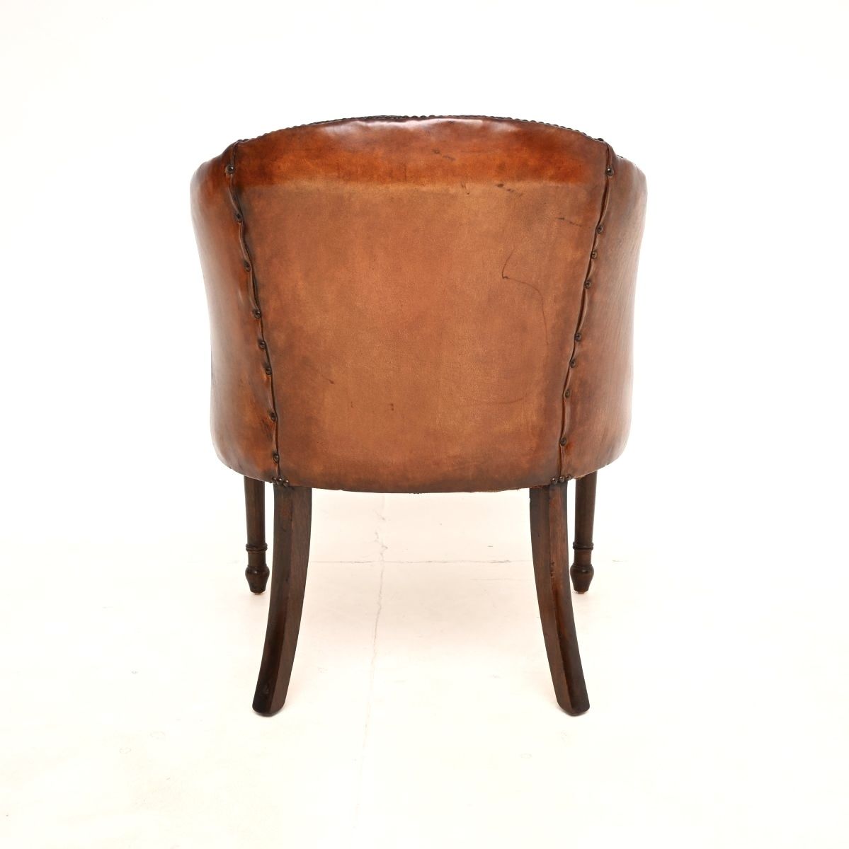 photo for sale Antique Leather And Mahogany Armchair / Desk Chair
