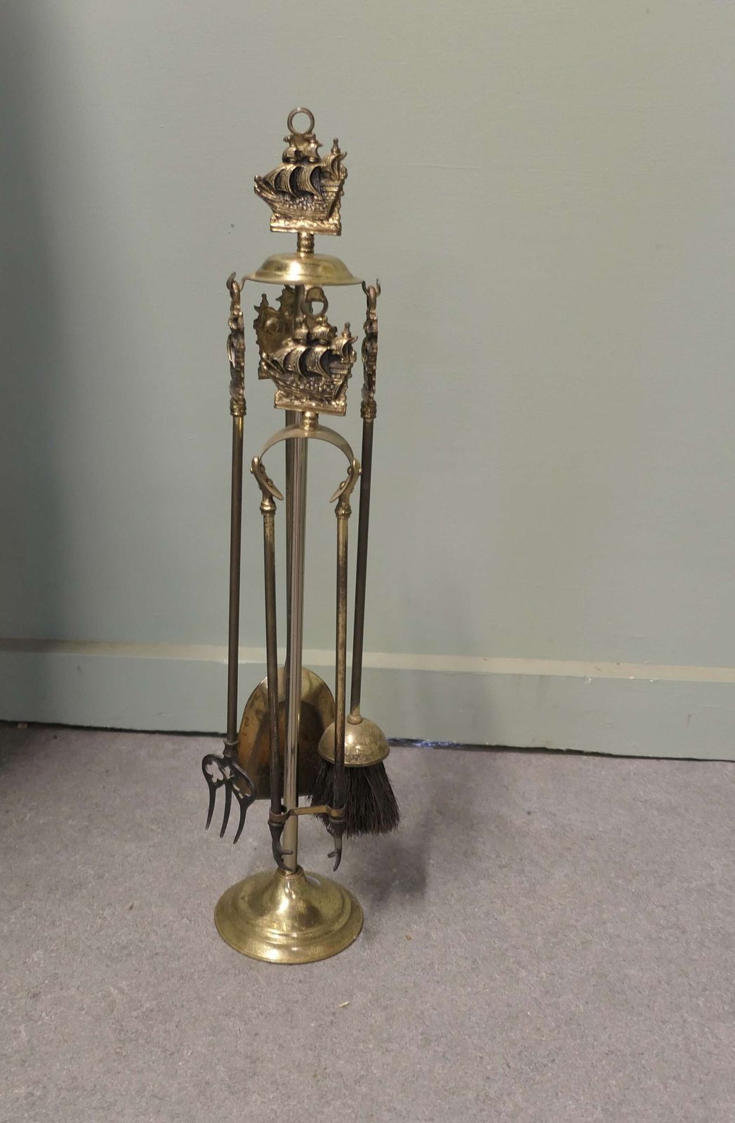 Brass Fireside Companion Set, Cutty Sark This Is An Attractive Set On Its Own Stand,
